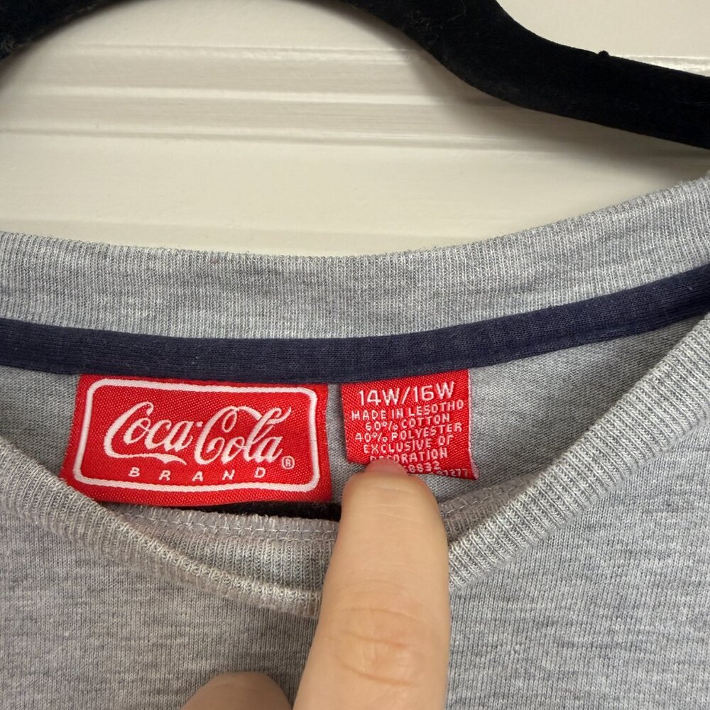 Vintage Coca-Cola Embroidered Heather Gray Tee Plus Size 14W/16W - Picture 4 of 5